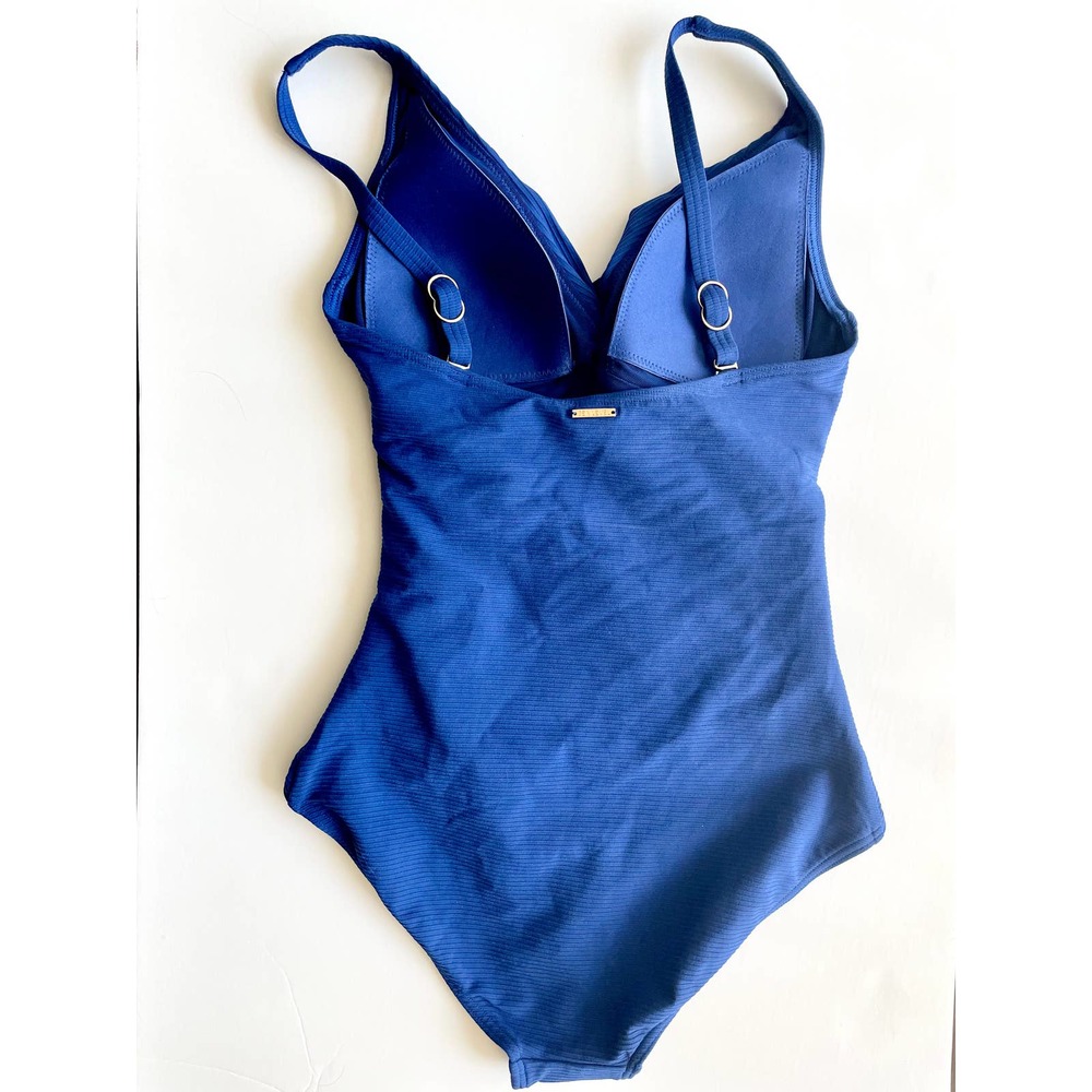 Sea Level Riviera Rib Cross Front One Piece Blue - Picture 5 of 9